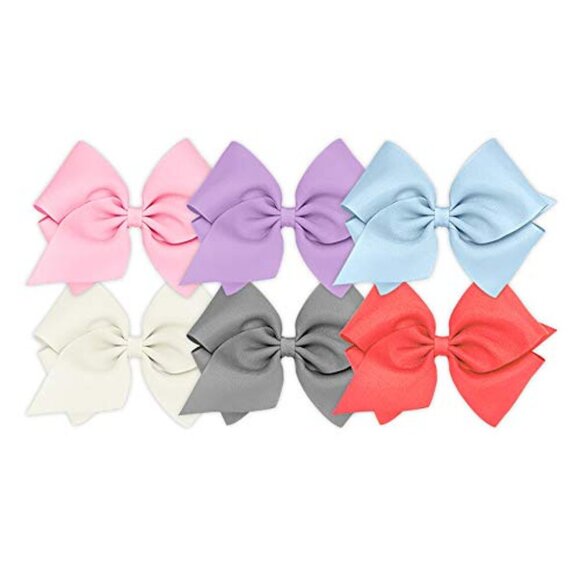 Girls No-Slip Hair Clip Set Grosgrain Bows Variety Pack Mini King